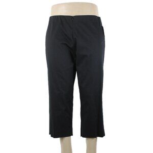 Eleven Sz 16 x 22.5 Black Elastic Waist Unlined Zipper Frt Cotton Capri Pant